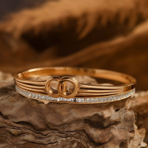 Fashion Bangle 316L Stainless Steel PVD Gold Plating With <b>Crystal</b> Inlay Elegant Design For Women - Product Image 3