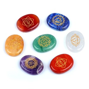 Juego de Piedras de los 7 Chakras de <span class=keywords><strong>Yoga</strong></span>, Forma Ovalada, Estilo Feng Shui, Decoración del Hogar, Venta al por Mayor de Fábrica, Seguro Comercial, Hecho de Ágata - Product Image 6