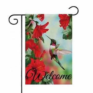 Double Face 30x45 Cm Colibris Fleurs Feuilles Florales Drapeau de Jardin de Bienvenue pour Décoration de Jardin - Product Image 2