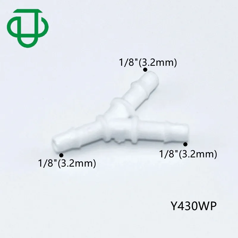 White PP 1/8" 3.2mm Easy Assembly Hose Barb Inkjet Printer Y Shape 3 Ways Pipe Joint Tube Fitting