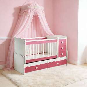 JINS Modern Kids Bedrooms <strong>Drawers</strong> Child <strong>Cot</strong> Bed <strong>Set</strong> 3 in 1 Multifunctional New Born Baby Infant Sleeper Wood - Product Image 2