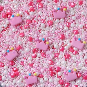 LOVEBAKERY Royal Icing Decoration Pink White Diamond Candy Sprinkles Sirena sólida para perlas de azúcar comestible para decoración de pasteles Botella - Product Image 2