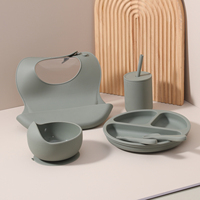 Ensemble de vaisselle d'alimentation sûre pour enfants de qualité alimentaire Silicone Snack bol assiette cuillère fourchette tasse avec bavoir pour manger et manger
