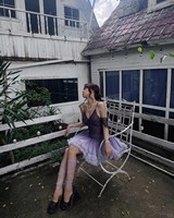 Violet paillettes licou cou Tutu dégradé Tulle robe personnalisable en gros robe de soirée scintillante pour l'événement de performance de danse