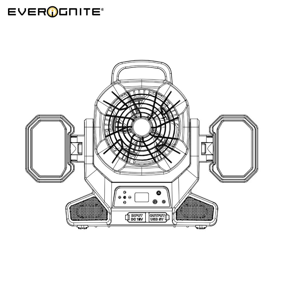 Everignite bảo trì ánh sáng làm việc đèn 48 W 5000lm có thể sạc lại với đầu ra & quạt làm việc ánh sáng