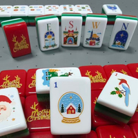 Coffret de Mahjong Américain Édition Limitée Noël, 160 Tuiles Acryliques, Père Noël & Bonhomme de Neige, Cadeau de Fêtes