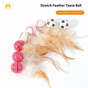 Commercio all'ingrosso eco-friendly gatto Pet Ball solido elastico piuma palla per cani e gatti in gomma gatto giocattolo prodotti per animali - Product Image 3