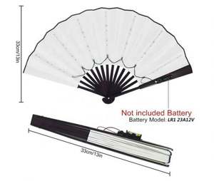 Ventilador de Mano LED de Seis Colores 5V al por Mayor para Hombre, de Tela de Seda Negra y Bambú Negro con LED para Danza y Fotografía - Product Image 3