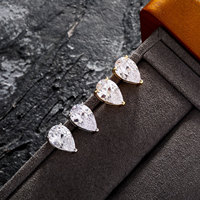 Élégantes boucles d'oreilles clous en laiton doré et argenté en forme de poire avec zircon et fermoirs à vis pour mariage, fête et usage quotidien