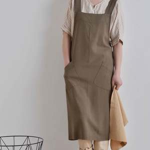 Cotton Linen <b>Apron</b> for Women with Pockets for <b>Cooking</b> Baking Black Designer Salon <b>Apron</b> - Product Image 1