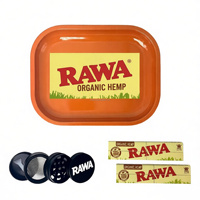 Plateau à rouler en métal personnalisé, accessoires pour fumeurs avec moulin à herbe Rawa, papier à rouler, cendrier, kit de cigarettes, ensemble de paquets de cigarettes, Organic SlowBurn