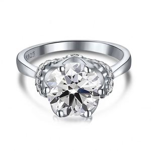 Dylam Hot Sale Flower Shape Bling Anniversary Modern Simple Bride Pave for Eternity <b>Couples</b> CZ 5A <b>Ring</b> Sterling Silver 925 - Product Image 1