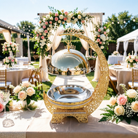 Réchaud alimentaire isotherme 8L en forme de lune dorée pour buffet d'hôtel, traiteur de mariage et banquets de petites entreprises