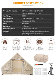 <span class=keywords><strong>Tente</strong></span> de camping <span class=keywords><strong>gonflable</strong></span> double couche pour 8 à 10 personnes, 3 chambres, <span class=keywords><strong>1</strong></span> salon, installation rapide et automatique, imperméable, <span class=keywords><strong>tente</strong></span> d'extérieur - Product Image 3