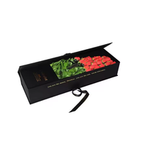 Sac en carton de luxe rectangulaire géant avec poignée en ruban pour fleuriste, emballage personnalisé pour roses et fleurs longues