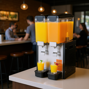 Distributeur de boissons commercial en acier inoxydable 16L à 2 réservoirs pour jus froids et boissons glacées - Product Image 2