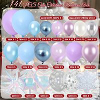Kit d'arche de ballons de Noël, bleu pastel mignon, flocon de neige violet, étoile irisée, cœur, pays des merveilles d'hiver, fournitures pour fête de Noël