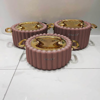 Nouveau Premium De Luxe Or Colonne Type Réchauffeur D'aliments Casserole Ensemble 3 Pcs En Acier Inoxydable Alimentaire Boîte Isolée Ustensiles De Cuisine
