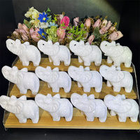 Prix de gros Pierre de guérison Crystal Carvings White Jade Elephant pour la décoration
