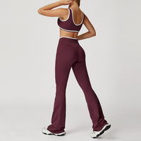 Offre Spéciale : Ensemble 2 Pièces Sport Femme – Pantalon Yoga Patte d'Éléphant et Soutien-Gorge de Yoga Coloré, Legging Court Taille Haute Croisé