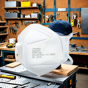 Masque de protection respiratoire jetable CE EN149 FFP2 avec valve, extra respirant, non tissé, pliable, 5 couches - Product Image 1