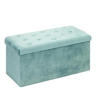 YUJUN Meubles Pliant Stockage Ottoman Banc Long Poufs Chaussures Banc Gris Velours Grand Repose-pieds Cube pour Salon