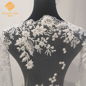 Tela de encaje para boda, tejido bordado blanco con cuentas hechas a mano - Product Image 4