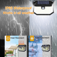 Lampe solaire murale extérieure étanche IP65 à 3 modes avec détecteur de mouvement PIR, 178 LED, réflecteur, lampes de clôture