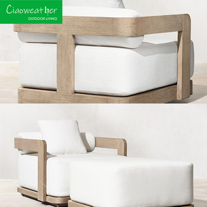 현대 정원 나무 소파 세트 호텔 럭셔리 야외 가구 방수 쿠션 야외 라운지 파티오 가구 소파 세트 - Product Image 3