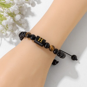 Braccialetto Personalizzato <span class=keywords><strong>con</strong></span> Iniziale A-Z, Pietra Naturale Occhio di Tigre, Acciaio Inossidabile, Fatto a Mano, Intrecciato, Regolabile, Gioiello da Uomo, Regalo - Product Image 6