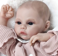 Poupée Reborn Fille R&B de 18 Pouces, Réaliste, Mignonne, Yeux Bleus Ouverts, avec de Longues Cils
