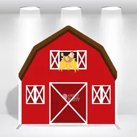 Toile de fond murale 7x7ft pour anniversaire d'enfants, thème ferme féérique et maison de ferme de conte de fées, avec arche pentagonale en aluminium robuste de 32mm
