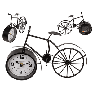 Vélo en métal noir avec horloge, - Product Image 1