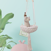 Cama de Rede para Gatos em Macramê Moderna, Cesta Suspensa Artesanal com Almofada para Uso Interno