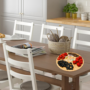 Divided High Quality Bamboo Acacia <strong>Wood</strong> Wedding Party Round Food Dish 5 Compartments Dinner <strong>Plate</strong> 25cm - Product Image 6