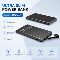 Batterie externe magnétique ultra-fine avec câble USB-C intégré, charge rapide PD20W