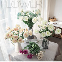 Grosir 4 Tangkai Bunga Eustoma Buatan, Batang Lisianthus Palsu untuk Buket Pernikahan, Dekorasi Vas Meja Rumah DIY