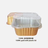 Contenant rectangulaire jetable de 150 ml en aluminium écologique de qualité alimentaire pour pouding, yaourt, brownie, gâteau, compatible four