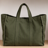 Grand sac fourre-tout en toile marron camel pour femmes, sac de shopping réutilisable en coton, sac écologique pour les courses, la plage et les voyages