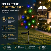 Lumière solaire animée intelligente pour arbre de Noël, piquet de jardin, décoration extérieure pour pelouse, lumières LED