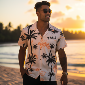 メンズシャツ65% ポリエステル35% レーヨン通気性のある夏のビーチバケーション完璧なフィットシャツハワイアントロピカルプリント - Product Image 2