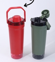 Bouteille d'eau isotherme en acier inoxydable de 20 oz à double paroi, shaker de protéines pour la salle de sport et le fitness avec compartiment de rangement inférieur