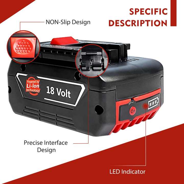 For Bosch 18V Cordless Tools Replacement Battery Rechargeable Lithium Ion for Bosch Drill Models BAT618 BAT609 BAT620