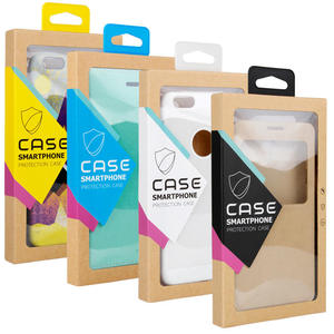 Custom Logo Kraft Paper <b>Window</b> Packaging Box for Phone Case Tempered Glass Screen Protector Nail Art Care - Product Image 1
