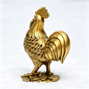 Estatua <span class=keywords><strong>de</strong></span> <span class=keywords><strong>Gallo</strong></span> <span class=keywords><strong>de</strong></span> la Suerte en Resina, Figura <span class=keywords><strong>de</strong></span> <span class=keywords><strong>Gallo</strong></span> <span class=keywords><strong>de</strong></span> la Riqueza Feng Shui, Adorno Coleccionable Dorado Hecho a Mano para Decoración del Hogar - Product Image 4