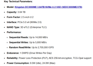 NUOVO SEDC3000ME/7T6 DC 3000ME PCIe 5.0 NVMe U.<span class=keywords><strong>2</strong></span> SSD di Livello Enterprise ad Alta Capacità - Product Image 4