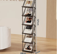 Étagère de présentation métallique sur pied, simple face, pour journaux, livres, magazines, brochures, documents, support de rangement