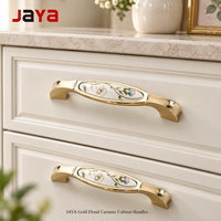 JAYA Meuble de style chinois moderne, commode et armoire de style néo-classique, poignées en céramique à motif doré pour tiroirs et portes, durables
