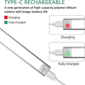 Tuodidi lampu malam LED Modern 30CM, lemari dapur isi ulang daya baterai gerakan magnetik diaktifkan putih ruang tamu - Product Image 4