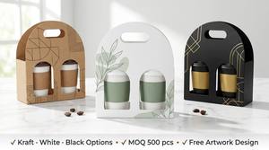 Boîte Combo Personnalisée Café et Biscuits avec Couvercle, Plateau Jetable pour Café à Emporter, Plateau Repas Prêt-à-Emporter, Ensemble Petit-Déjeuner avec Porte-Gobelet - Product Image 3